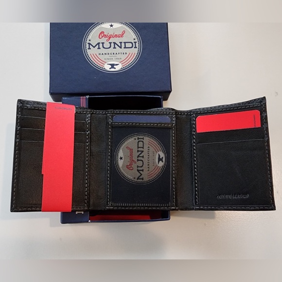 Original Mundi Genuine Leather Trifold RFID Technology Wallet - Picture 3 of 10